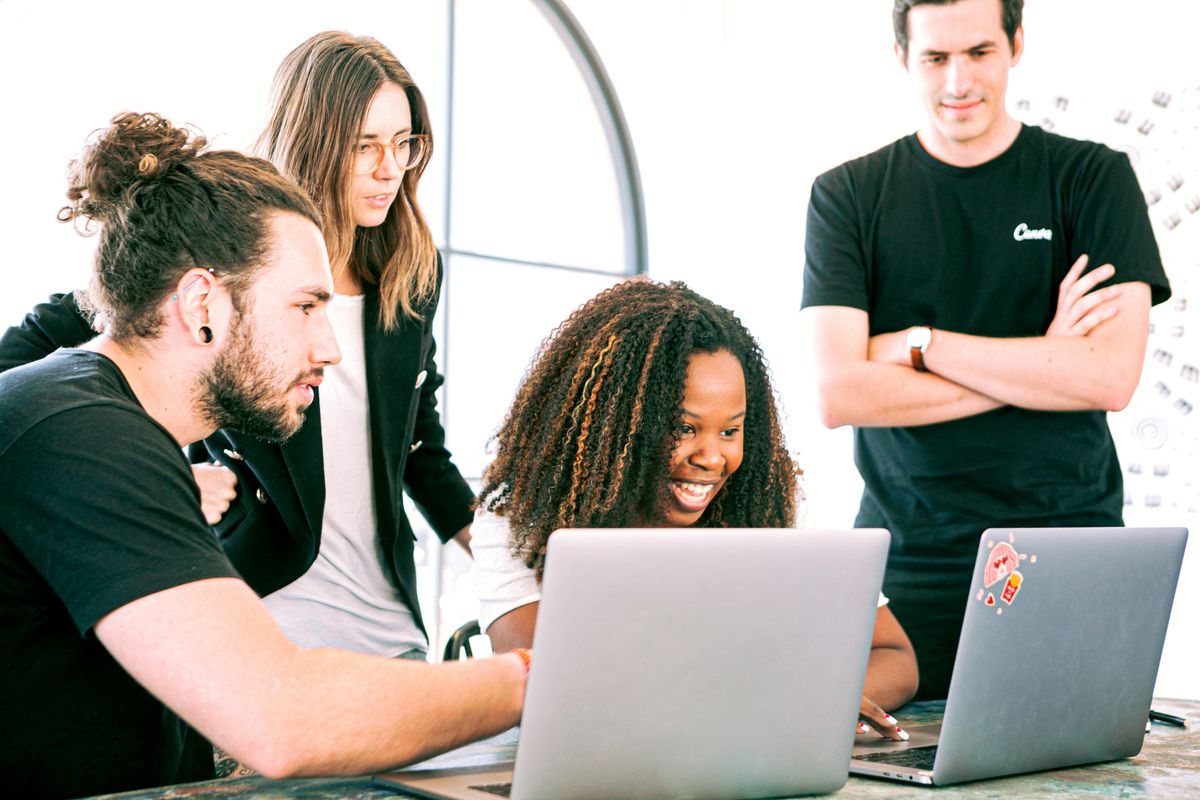 A team working together indoors
